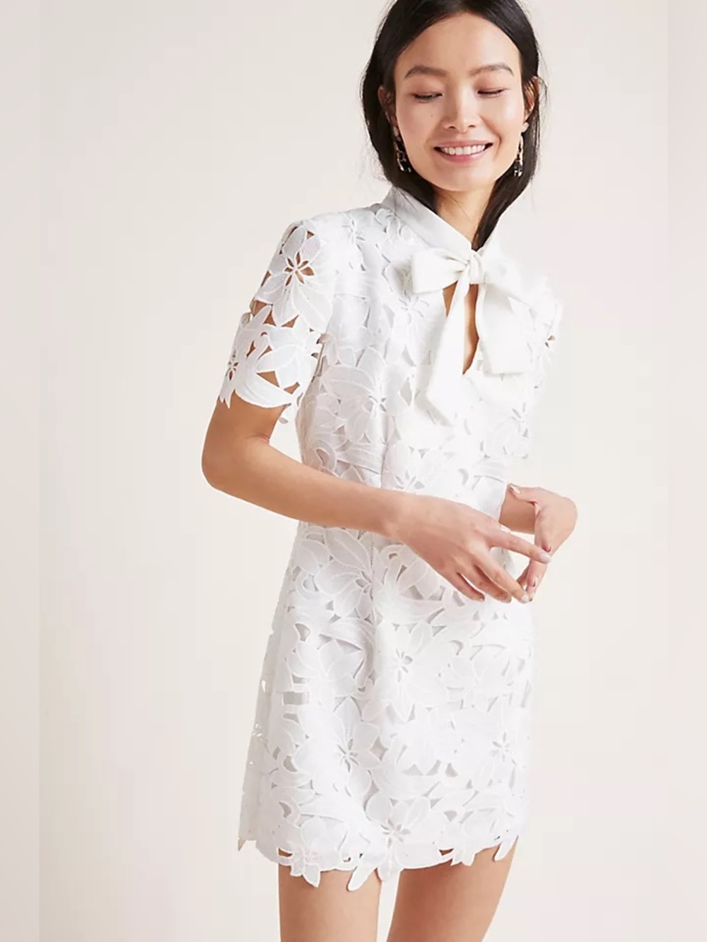 Black Halo Sara White Lace Mini Dress Size 10